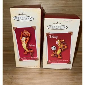 Hallmark Tigger ornament 2 - Both With Box - Tigger Soccer And Football